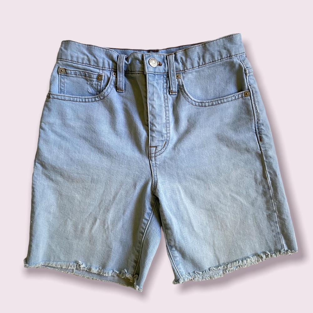 Madewell High Rise Mid Length Denim Shorts in Light Wash Size 24